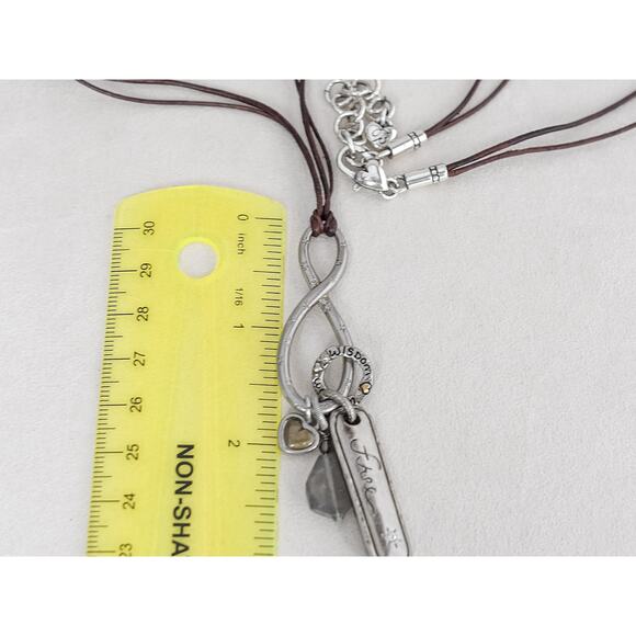 Brighton Art Soul Long Brown Cord Charm Necklace Infinity Pendant 32" Retired - Picture 5 of 5